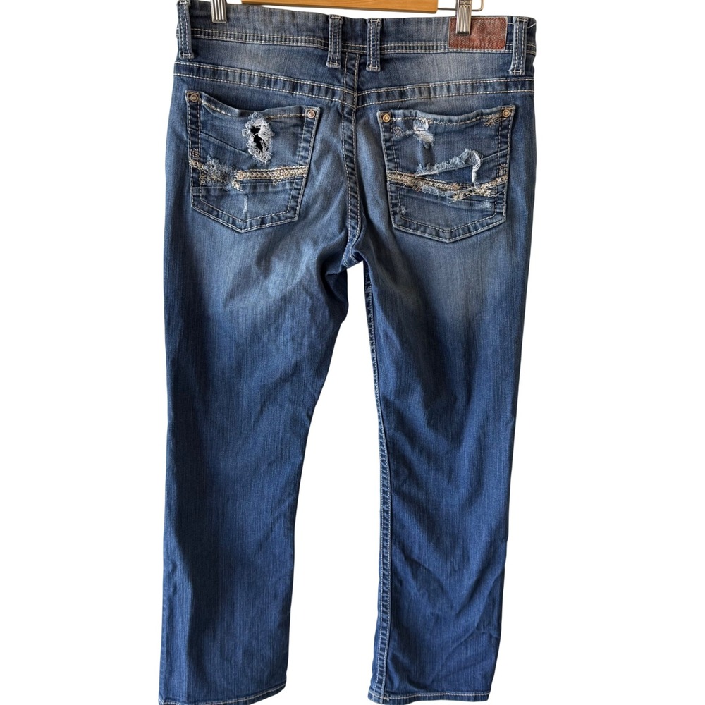 BKE Culture Rocker Straight Leg Distressed Western Jeans Medium Wash 32x31.5 - Picture 2 of 10